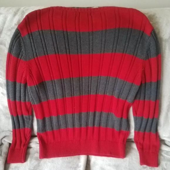 Mens Large Fisherman Red & Gray Nautica Sweater - Picture 5 of 6